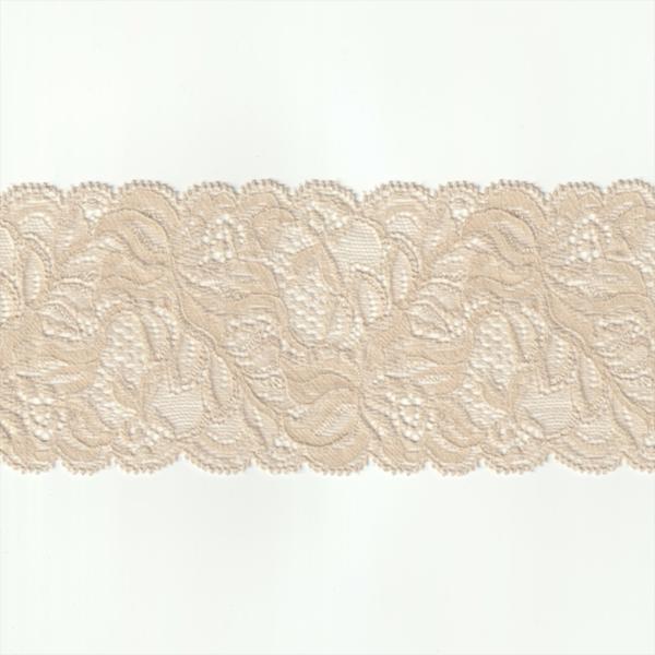 ストレッチ レース生地 ベージュ 幅80mm ナイロン ポリウレタン / カット売り ハンドメイド ...