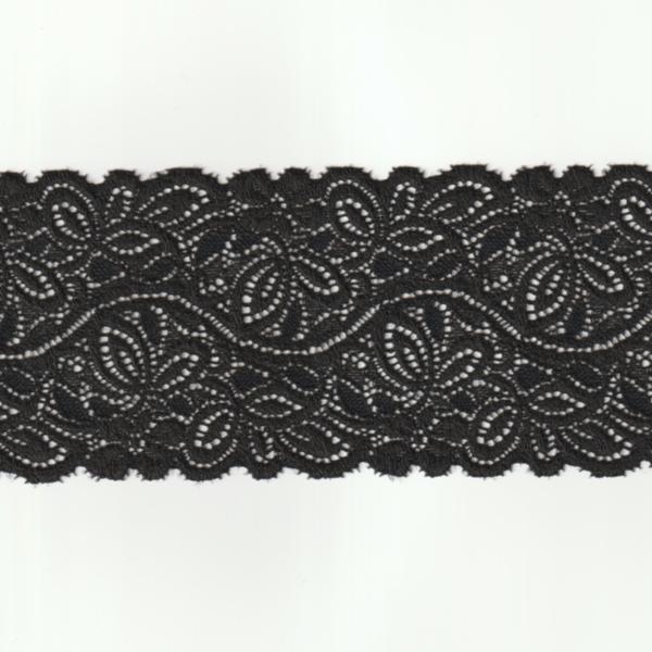ストレッチ レース生地 ブラック 幅80mm ナイロン ポリウレタン その他 / カット売り ハンド...