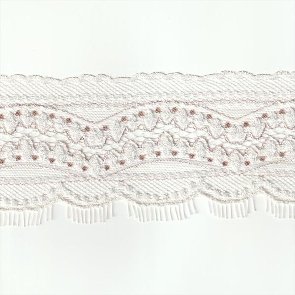 ストレッチ レース生地 オフホワイト 幅80mm ナイロン レーヨン その他 / カット売り ハンド...