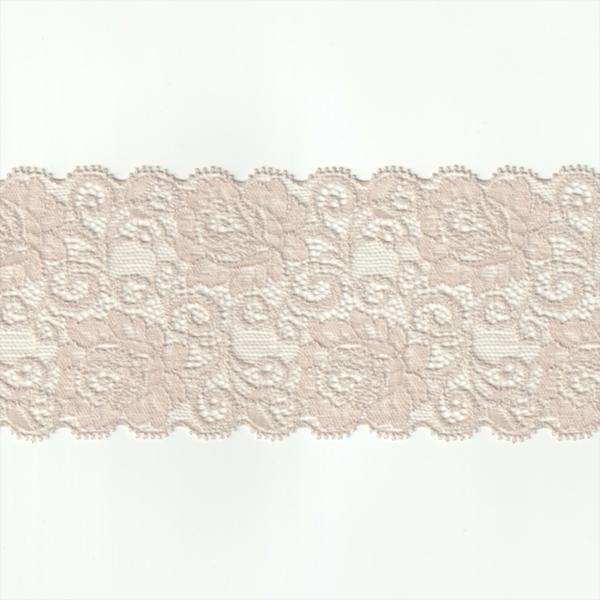 ストレッチ レース生地 ベージュ 幅80mm ナイロン ポリウレタン / カット売り ハンドメイド ...