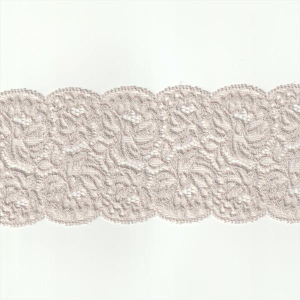 ストレッチ レース生地 ベージュ 幅80mm ナイロン ポリウレタン その他 / カット売り ハンド...