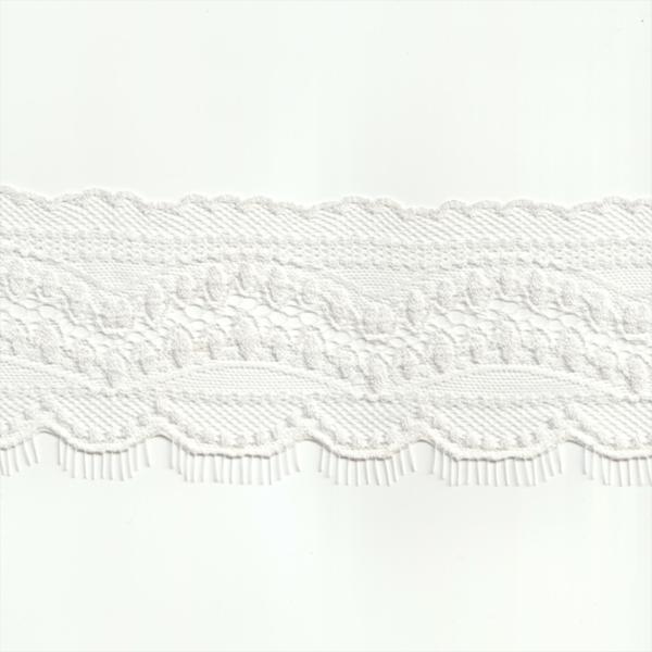 ストレッチ レース生地 アイボリー 幅80mm レーヨン ナイロン その他 / カット売り ハンドメ...