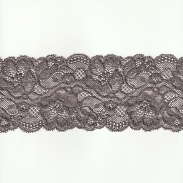 ストレッチ レース生地 ブラウン ワイン 幅80mm ナイロン ポリウレタン その他 / カット売り...