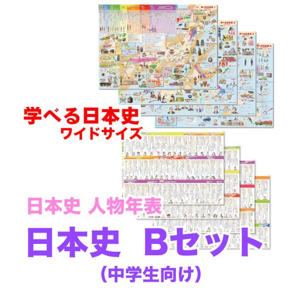日本史 Bセット （中学生向け日本史セット）【封筒発送】お風呂ポスター「学べる日本史ワイドサイズ」と...