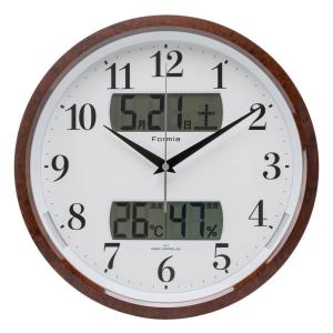 Formia(フォルミア) 電波 壁掛け時計 木製 温度 湿度 温湿度計 日付 曜日 夜間秒針停止 静音 夜間自動点灯 アナログ 和室 保土ヶ谷電子販