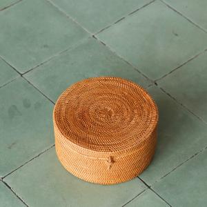 母の日 丸型蓋付バスケット アタ雑貨 バリ島 エスニックインテリア