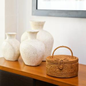 円柱蓋付1段Mサイズ (NAB504) Rosily(ロージリー)  バリ島 アタかご雑貨 収納かご バスケット アタ雑貨 浴衣や着物にも アタバッグ アタバック