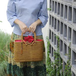 アタバッグ かごバッグ バッグ かご 手編み バリ島 天然素材 伝統工芸 Rosily NAB530