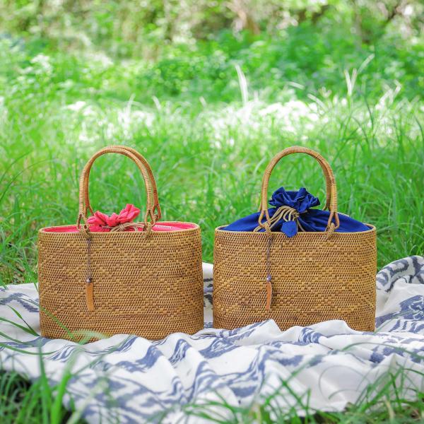 アタバッグ かごバッグ バッグ かご 蓋 手編み バリ島 天然素材 伝統工芸 Rosily NAB6...
