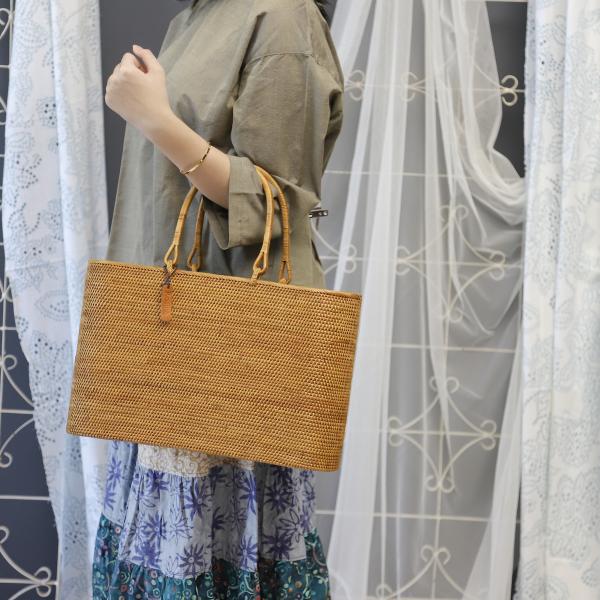 アタバッグ かごバッグ バッグ かご 蓋 手編み バリ島 天然素材 伝統工芸 Rosily NAB6...