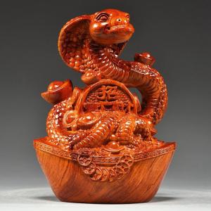 置物 蛇の置物 十二干支 2025年のヘビの置物 蛇の像 ヘビモデル 鎮宅 黒檀木 木製フィギュア 開運祈願 開運 インテリア 装飾用