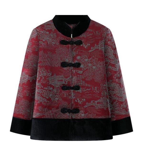 厚手コート レディース 防寒ジャケット 中綿コート 長袖 チャイナボタン チャイナ風 防寒着 上下セ...