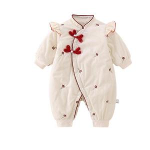 ベビー服 中綿ロンパース きぐるみ 赤ん坊 キッズ バラ柄 フリル ジャンプスーツ 秋冬 防寒対策 ボア カバーオール 前開け ふかふか
