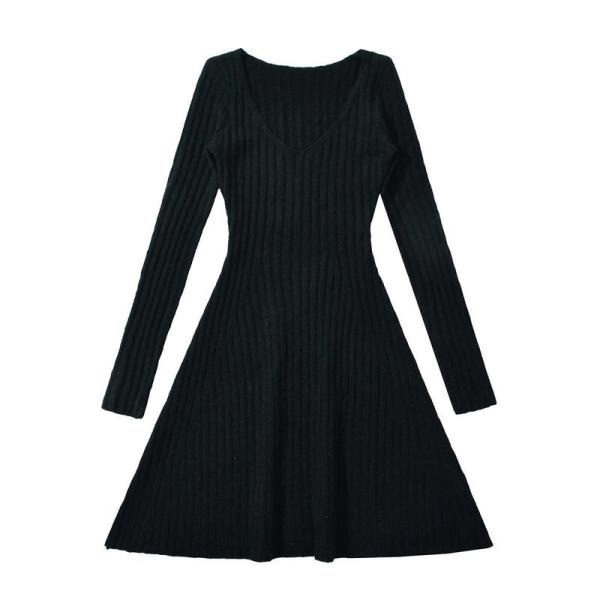 ニットワンピース ミニワンピ Aライン レディースドレス 春服 秋着 冬服 長袖 カットソー スウェ...