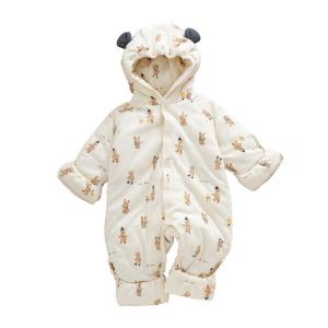 ベビー服 クマ耳フード きぐるみ ロンパース 前開け カバーオール 女の子 男の子 着せ替え便利 防寒対策 ボア モコモコ ジャンプスーツ