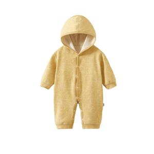 ベビー服 ロンパース 前開け カバーオール フード 総柄 女の子 男の子 着せ替え便利 保温 厚手 暖かい ジャンプスーツ 可愛い 連体服