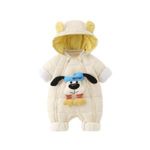 ベビー服 ロンパース 犬柄きぐるみ 赤ん坊 キッズ ジャンプスーツ 冬 ダブルジップ 防寒対策 ボア カバーオール 前開き 着せ替え便利