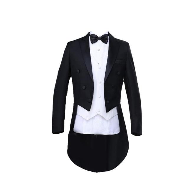 タキシード メンズ スーツ 2点セット ダブルブレスト 無地 スイートコート ステージ衣装 演出 ダ...