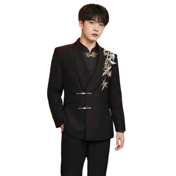 スーツジャケット メンズ 上下セット 中山装 テーラードジャケット 刺繍 S-5XL 中国風 単品 ...
