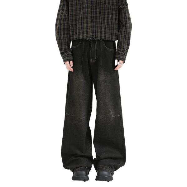 デニムパンツ メンズ ジーンズ チノパン 下着 復古 ワイド ゆったり ファッション カジュアル か...