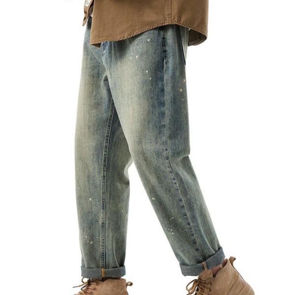 メンズ ジーンズ デニム 韓国風 原宿系 男女兼用 ビンテージ 落書き 大きいサイズ 両サイドポケッ...