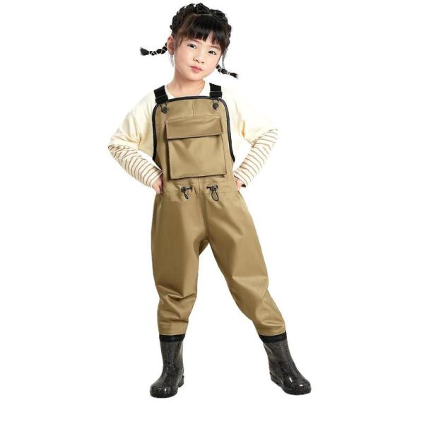 ウェーダー 子供用 チェストハイウェーダー 男の子 女の子 長靴 胸ポケット 滑り防止 胴長 キッズ...
