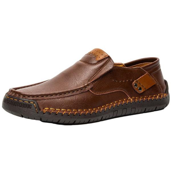 ドライビングシューズ スリッポン メンズ ウォーキングシューズ レトロ 大きいサイズ puレザー ロ...