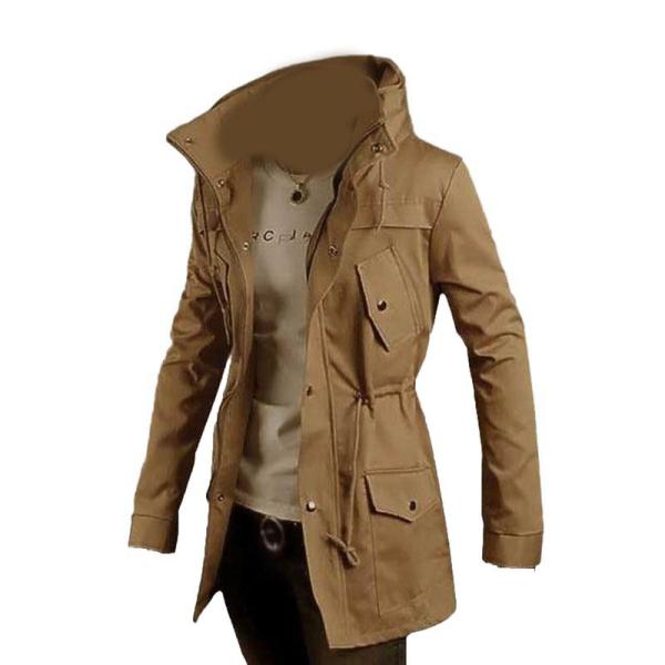 モッズコート トレンチコート メンズ ミドル丈 ハイネック スリム ミリタリー 無地 スプリングコー...