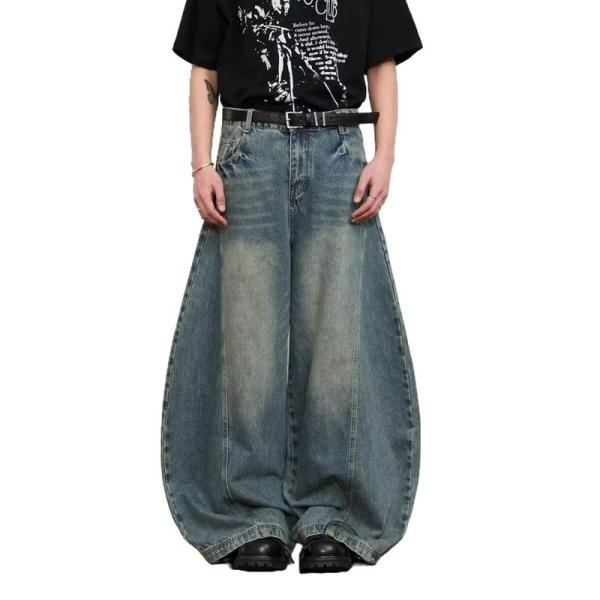 デニムパンツ バギー メンズ ジーパン シューカット ブーツカット ビッグシルエット ワイド ヴィン...