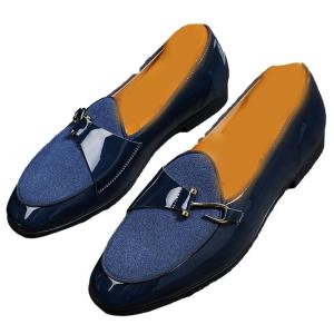 メンズ ビジネスシューズ ローファー 23.5-29.0cm エナメル 切り替え スリップオン フェイクレザー 防水 防滑 履きやすい