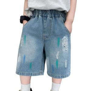 ゆったり カジュアル デニム ハーフパンツ ワイド 半ズボン ダメージ加工デニム ショートパンツ おしゃれ キッズ服 ベビー服 女の子