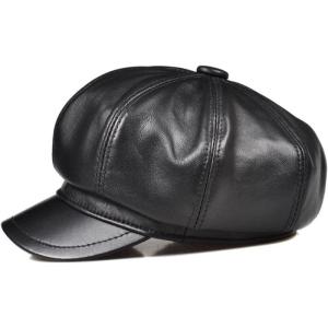 キャスケット帽子 本革メンズ女性ニュースボーイキャップメンズベレーヴィンテージヒッハh qua li...