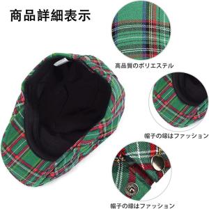 メンズ フラットキャップ 縞 メンズ ハンチン...の詳細画像4