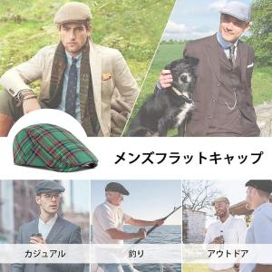 メンズ フラットキャップ 縞 メンズ ハンチン...の詳細画像5