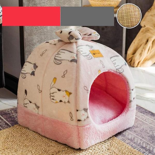 犬ベッド 猫ベッド ペット ハウス ペット ソファ S ベッド 2WAY ドーム型 模様 ペット 用...