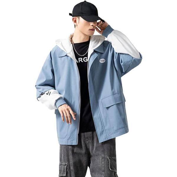 メンズ ジャケット 長袖 ビックシルエット プルオーバー 春服 パーカー トップス フード付き トレ...