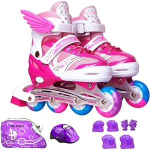 インラインスケート ローラースケートサイズ調整可能 発光 大人 キッズ 子供用 初心者向け メッシュ 通気性 ローラーシューズ