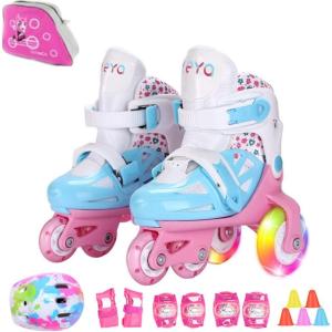 ローラースケート ローラーシューズ 子供用 ジュニア キッズ サイズ調整可能 発光 初心者向け クワッドローラー インラインスケート