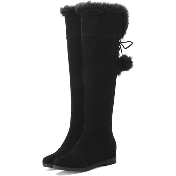 ムートンブーツ ロングブーツ 防水 レディース スノーブーツ 滑り止め フラット ニーハイブーツ 歩...