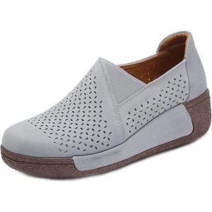 レディース スリッポン スニーカー ローカット ウエッジソール 5cm 春夏秋冬 低反発 スエード ...