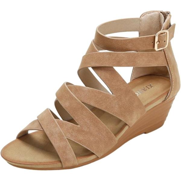 ビーチサンダル 女性用 おしゃれ 美脚 ウェッジ サンダル クロスストラップ オフィス 通学 部屋用...