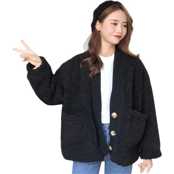 レディース コート アウター ボアブルゾン ボアジャケット ボアコート ノーカラー フリース カジュ...