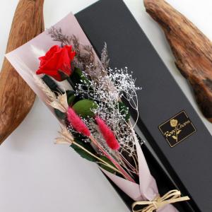 ドライフラワー 花束 バラ一本 【中輪】 プリザーブドフラワー ギフトボックス入り 誕生日 プレゼント 結婚 記念日 祝い プロポーズ 贈り物 枯れない 薔薇 一輪