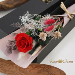 ドライフラワー 花束 バラ一本 【中輪】 プリ...の詳細画像5