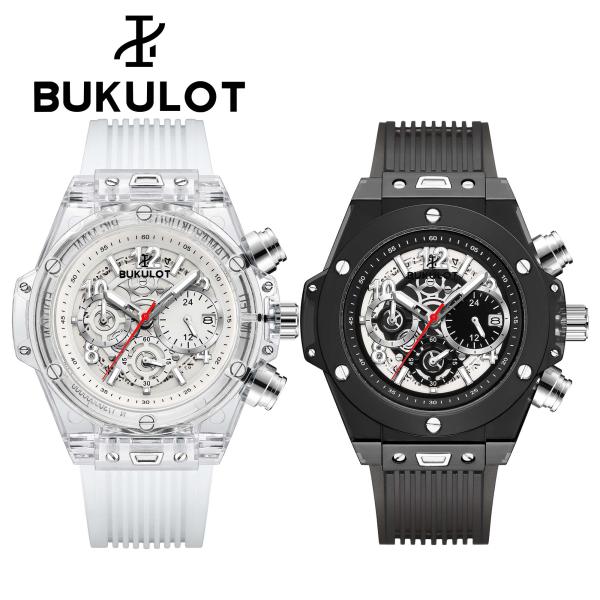 玉BUKULOT クロノグラフ 男性用  メンズ腕時計 クォーツ時計 ブランド 限定腕時計 ネット通...