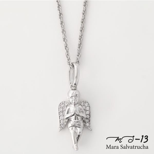 ネックレス メンズアクセサリー K18GP エンジェル チャーム S ホワイトゴールド チェーンセッ...