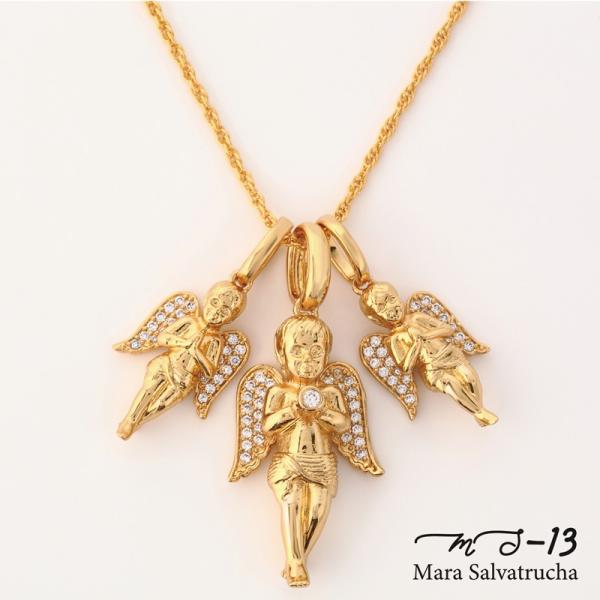 ネックレス メンズアクセサリー K18GP エンジェル チャーム トリプルセット チェーン付き 【M...