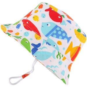 Philicore Legh ベビー 日よけ 帽子 子供 キッズ 赤ちゃん サンハット 日差し UVカット 紫外線対策 お魚柄の帽子 調節紐付き 綿