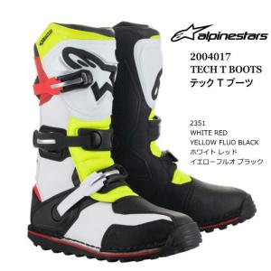 Alpinestars 2004017 TECH T BOOTS (2351 WHITE RED YELLOW.F BLACK) アルパインスターズ テックTブーツ 正規品 バイク オフロードブーツ MX レーシング