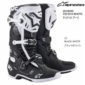 Alpinestars 2010020 TECH10 BOOTS (12 BLACK WHITE) アルパインスターズ テック10 (ブラックホワイト) バイク 正規品 オフロードブーツ MX レーシングブーツ